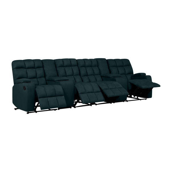 Lark Manor Kropf 133.5'' Wide Home Theater Sofa with Cup Holder